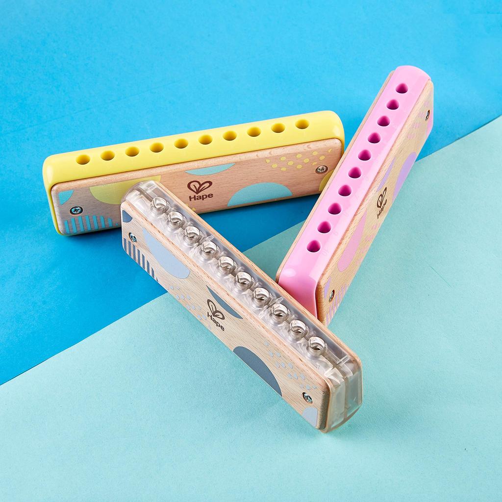 Hape Harmonica Pink X X Ages 3 and Up Wooden Musical Instrument Toy E8918 4.4 14.5 2.6cm