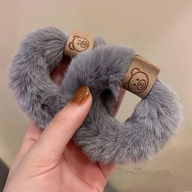 2/3PCS New Soft Plush Hair Rope Korean Thick High Elastic Bear Hairband Braiding Hair Accessories Ponytail Headwear Scrunchies