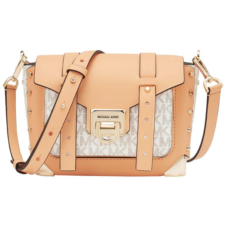 New MICHAEL KORS Artificial Leather Satchel Bag, Shoulder Bag, Crossbody Bag Small Women's Cantaloupe & White 30T9GNCM1B-838