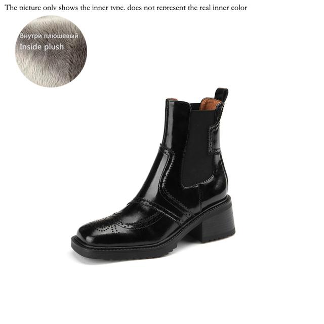 

Модная зимняя женская обувь, женские ботинки «Челси», ботинки с круглым носком на массивном каблуке, ботинки на платформе, ботильоны в стиле ретро из быка 37