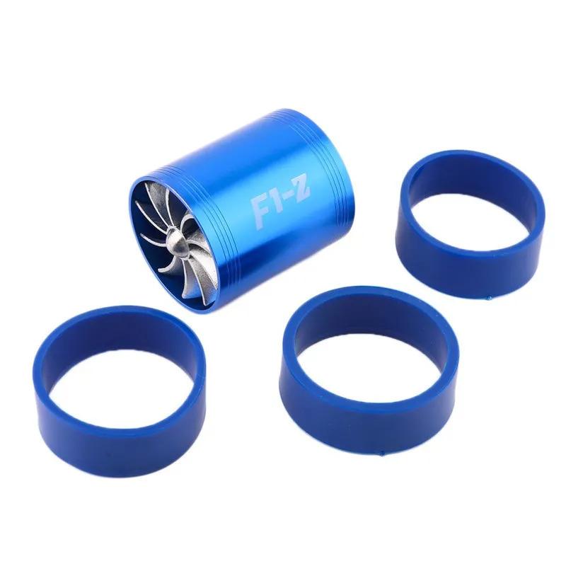 

Новый Автомобильный Алюминиевый Синий Турбонатор Воздухозаборника Двойной Вентилятор Турбина Двигателя Суперчарджер