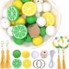Keychain Lemon Silicone Bead Keyring Key Chain 15mm Silicone Bead Tassel Set for Decoration
