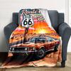 1pc Route 66 American Road Trip Soft Flannel All Season Throw for Home, Office, Outdoor UseDurable Comfort Soft Warm Throw for Home