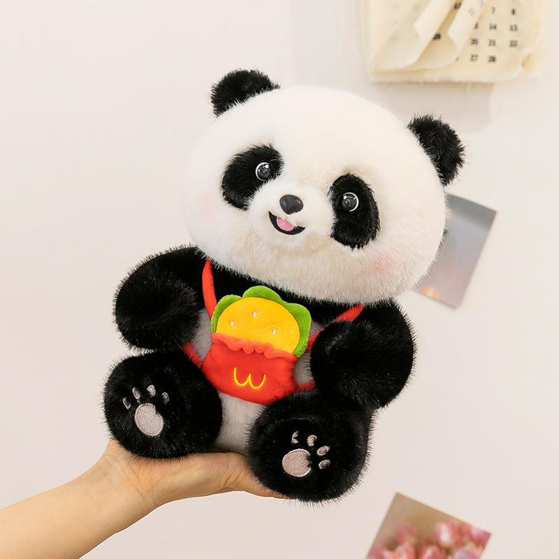 Cartoon Burger, Fries, Round Panda Plush Toys, Chengdu Travel Souvenirs, Children's Birthday Gifts