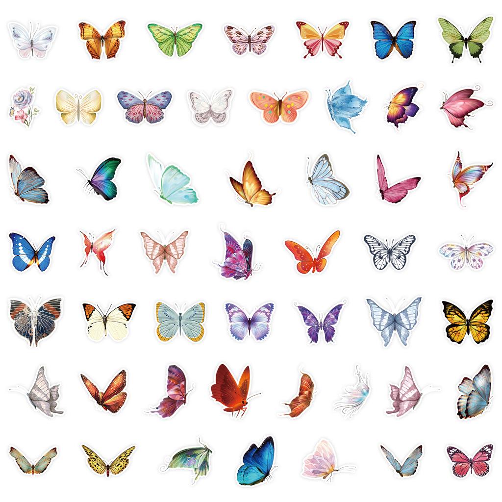 50 Butterfly Graffiti Stickers Suitcase Car Laptop Skateboard Mobile Phone Waterproof Decorative Stickers