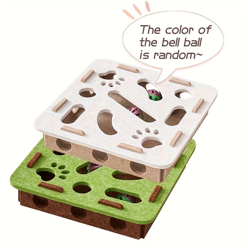 Interactive Cat Toy with Maze Tunnel & Bell - Felt Material, Geometric Patterns & Paw Prints for Indoor Cats, Stimulates Play & Mental Engagement