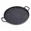 ZISIZ 28cm Cast Iron Striped Grill Pan with Double Handles