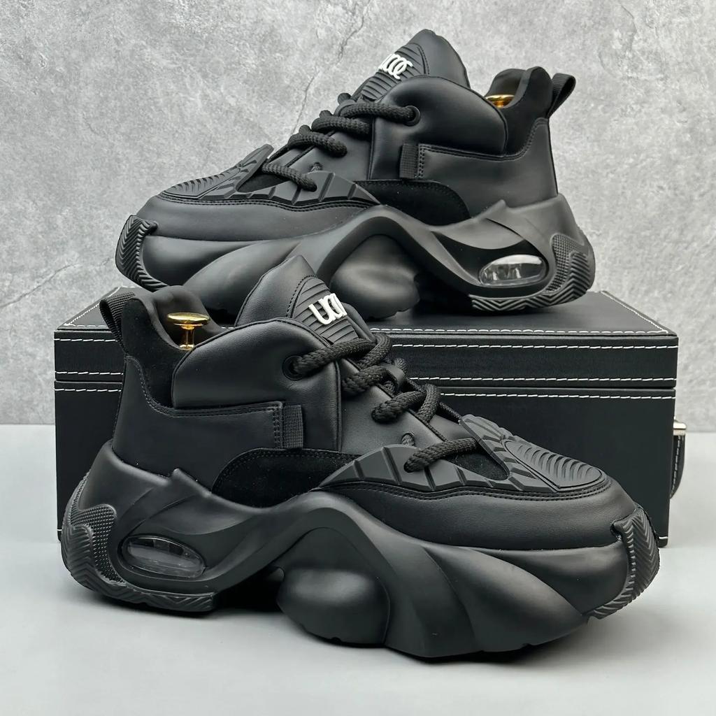 New fashionable versatile men's casual sports shoes trendy thick soled student height increasing shoes