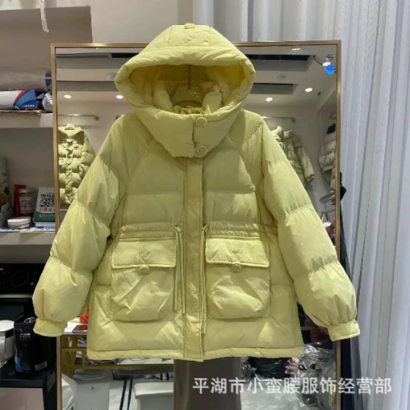 Womens Mid-Length Puffer Jacket Thick Warm Down Coat Slim Fit With Pockets Winter
