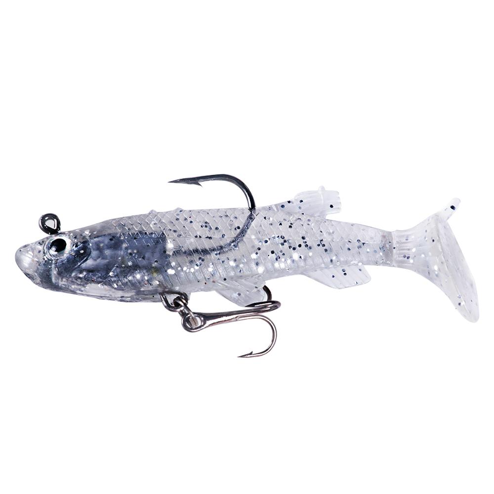 14CM Shad Soft Swimbait Jig Head Lure 8G Pre-Rigged Pinfish Lure Swimbait with Ultra Hook Paddle Tail Lure for Saltwater Fres