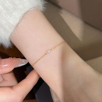 Elegant Zircon Bracelet: Women's S925 Sterling Silver Water Wave Chain - High-End, Versatile, Trendy Jewelry