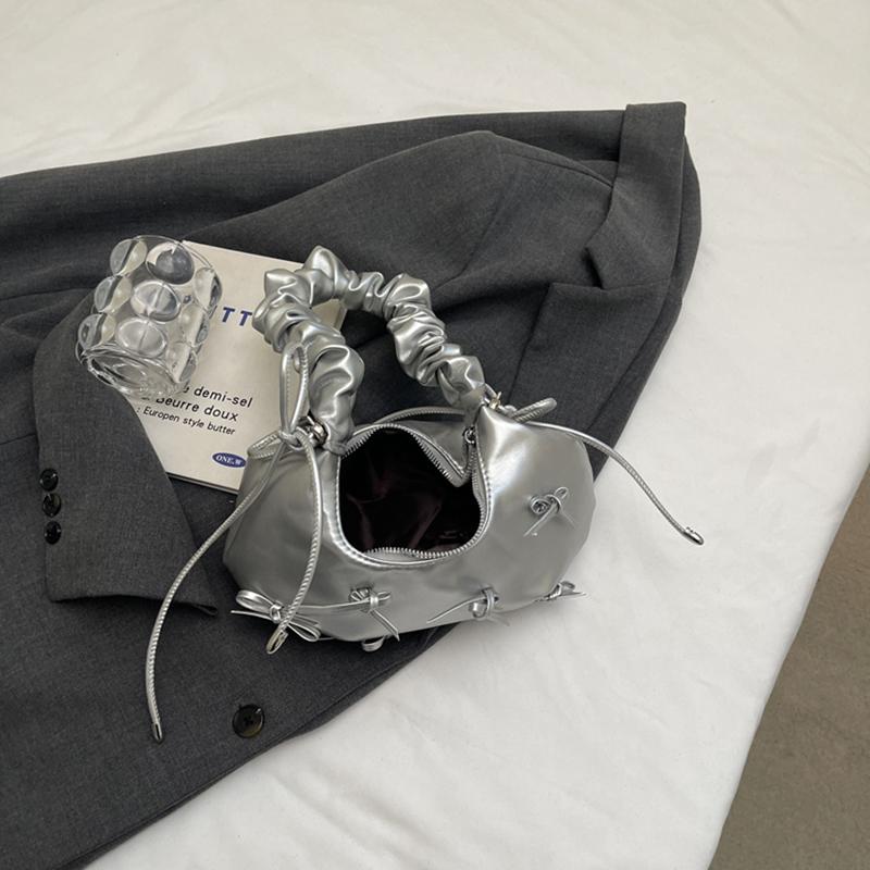 Cute Bow Tie Design Underarm Bags for Women Y2K Korean Fashion Handbags and Purses Pu Leather Shoulder Bag Designer Bag CLE