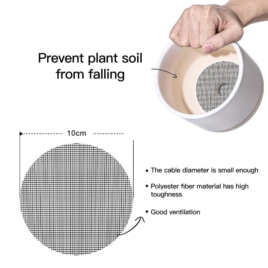 50pcs Plant Pot Hole Mesh Pads Round Flower Pot Drainage Covers Prevent Soil Loss Bonsai Bottom Grid Mat Gardening