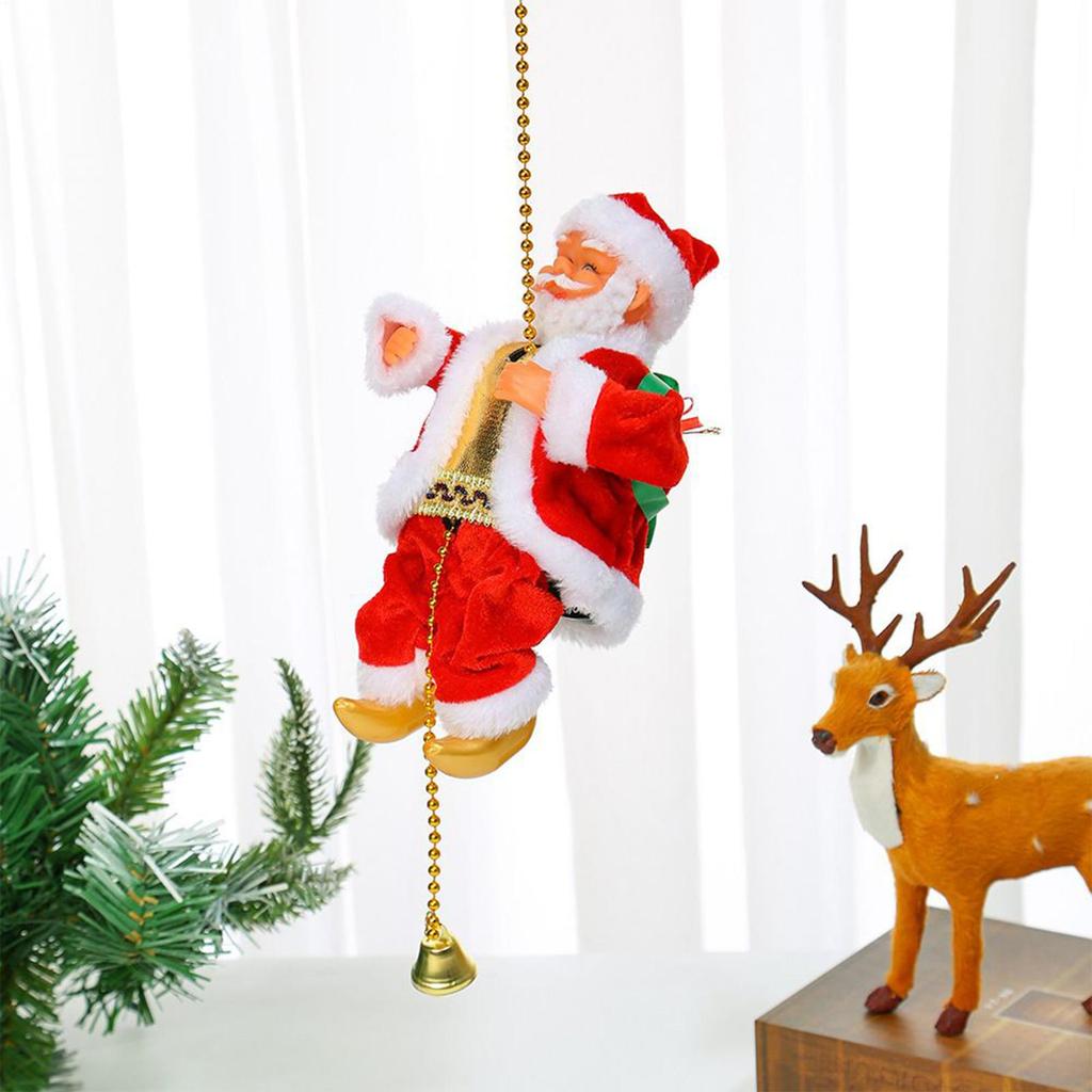Electric Doll Climbing Rope with Music Battery Operated Santa Claus Bead Climbing On Rope For Christmas Decoration