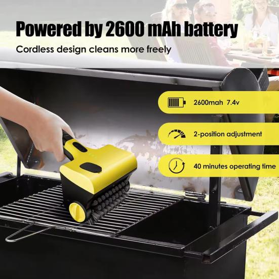 Perie electrică pentru grătar, fără fir, perie pentru grătar BBQ, reîncărcabilă, curățător pentru grătar, perie de curățare rotativă la 360 de grade pentru curățare eficientă