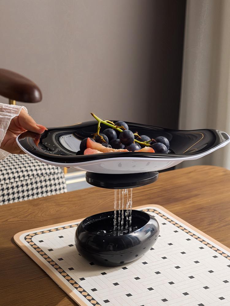 Desktop Storage Tray Geometric Fruit Plate Plastic Acrylic Draining Fruit Platter Snack Plate Storage Container Jewelry Dish