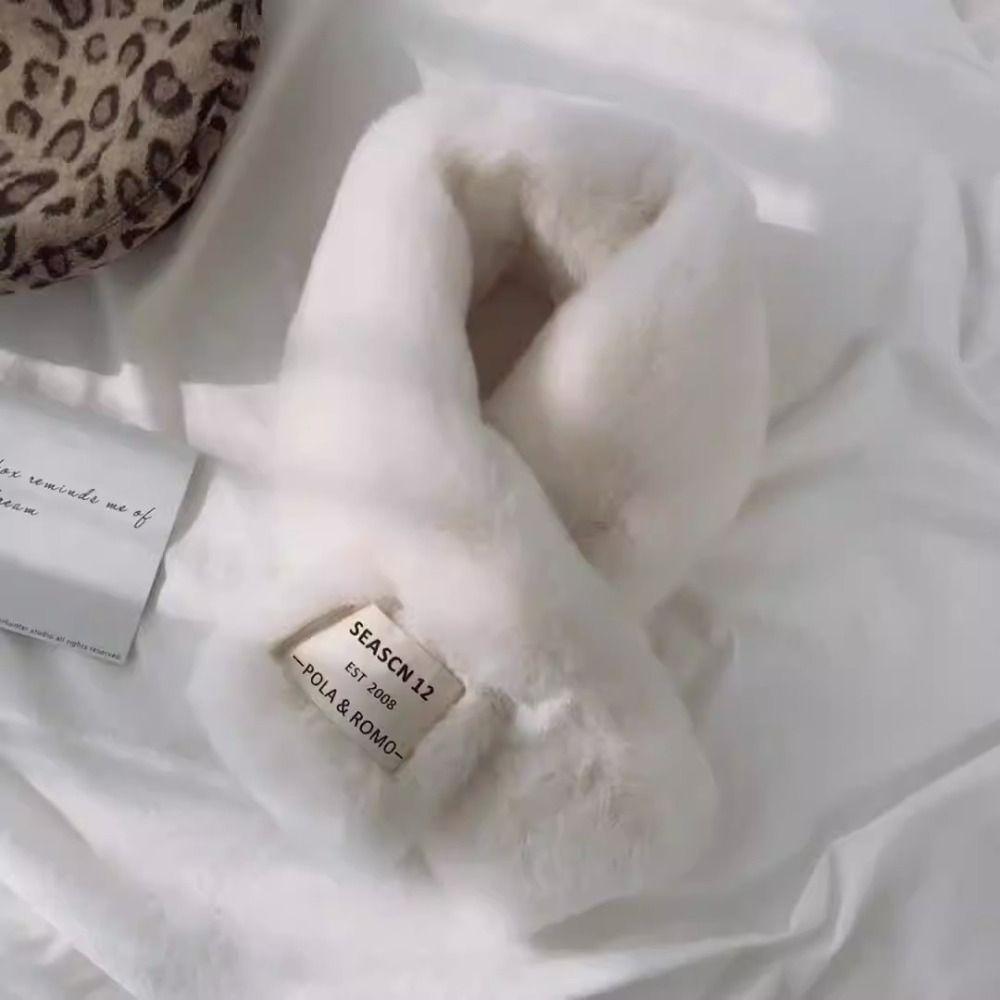 Solid Color Cross Scarf Thickened Faux Rabbit Fur Scarf Winter Warm Neckerchief Wrap Autumn Winter