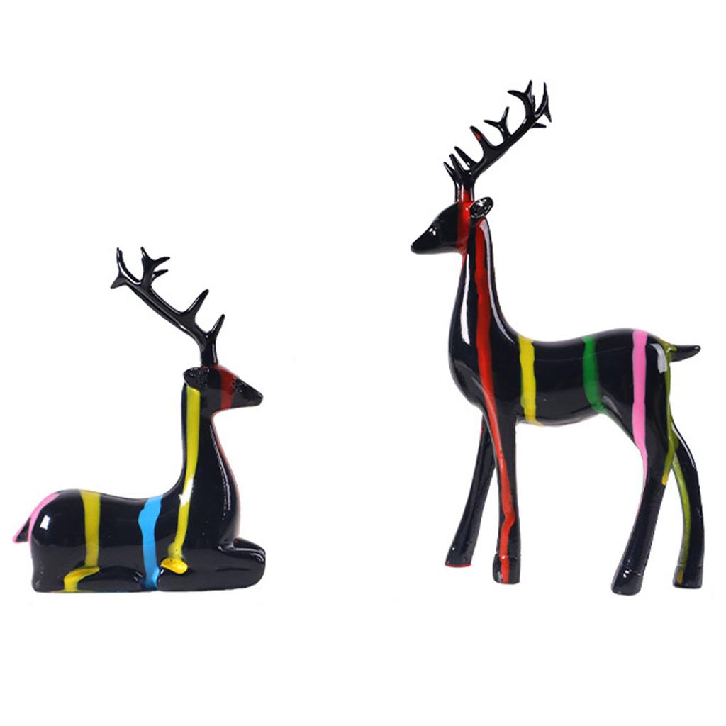 Resin Couples Elk Desktop Decor Gold Reindeer Animal Office Decoration Indoor Home Room Ornaments Table Craft Home Decoration