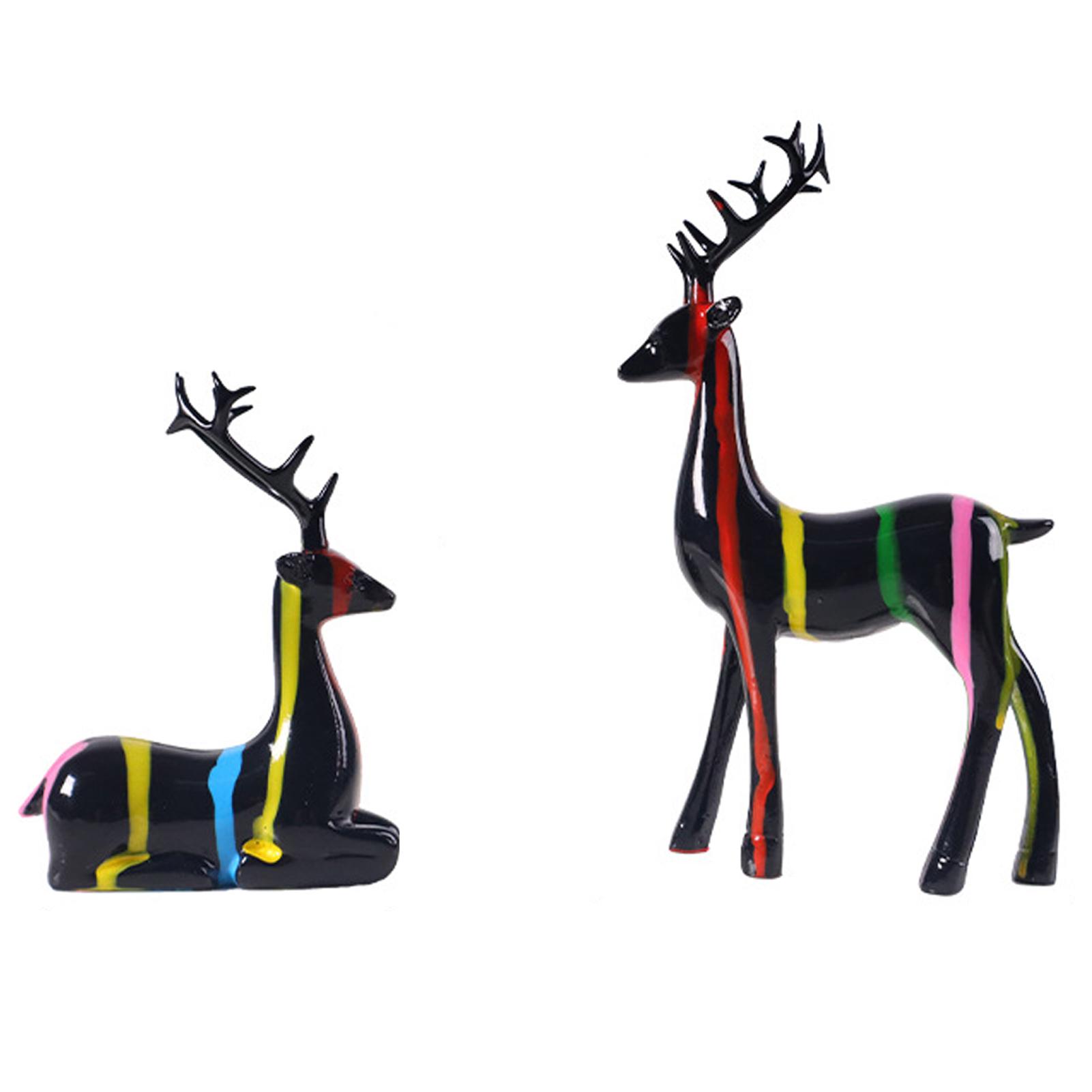 

2025 New Modern Reindeer Figurines Matte Black Deer Statues Elk Sculpture Decorations for Living Room, Bedroom, Office