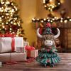 Halloween Highland Cow Resin Figurine Wizard Hat Pumpkin Broom Cattle Statue Sculpture