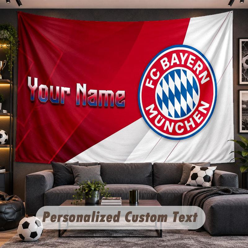 Wall Hanging Tapestry Custom NameBayern Munich Pattern Personalized Printed Fabric Wall Decor