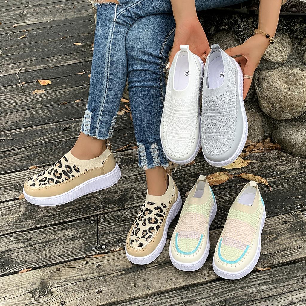 Fashion 2024 New Women Non-slip Walking  Breathable Comfortable Soft Bottom Sneakers Round Toe Thick Bottom Sneakers Zapatos Para Mujer