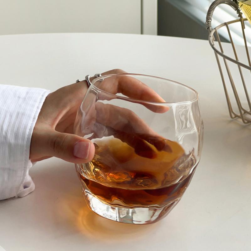 350ml Creative Cloud Patterned Glass Cup Whiskey Glass Egg Shaped Wine Glass Transparent Foreign Wine Cup Coffee Mug Drinkware