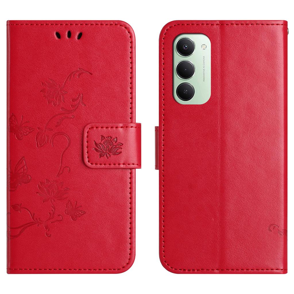 For Xiaomi Redmi 15 4G (EU) (171mm) Case Wallet Stand Imprinted Butterfly Flower PU Leather Phone Cover