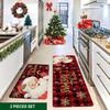 Santa Claus Crystal Velvet Kitchen Floor Mat Set - Quick Dry, Water Absorbent, Wear-Resistant Christmas Decor