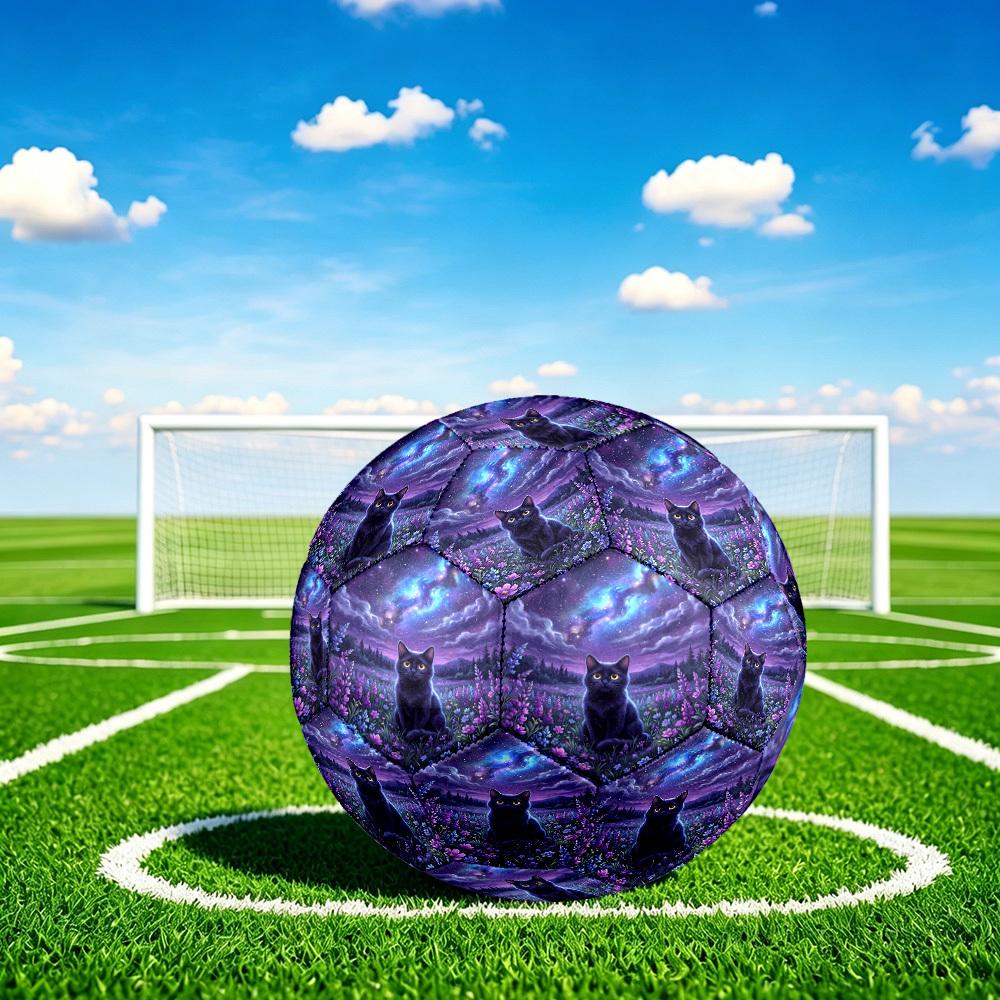 1pc Galactic Cat Garden Size 5 Soccer Ball Professional Match Training Football Indoor &Outdoor Sports Ball Lightweight Durable C6560