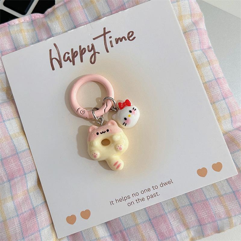 Cute Cartoon Doughnut Keychain For Women Girls Funny Kawaii Pendant Keyring  Backpack Decoration Accessories Gifts
