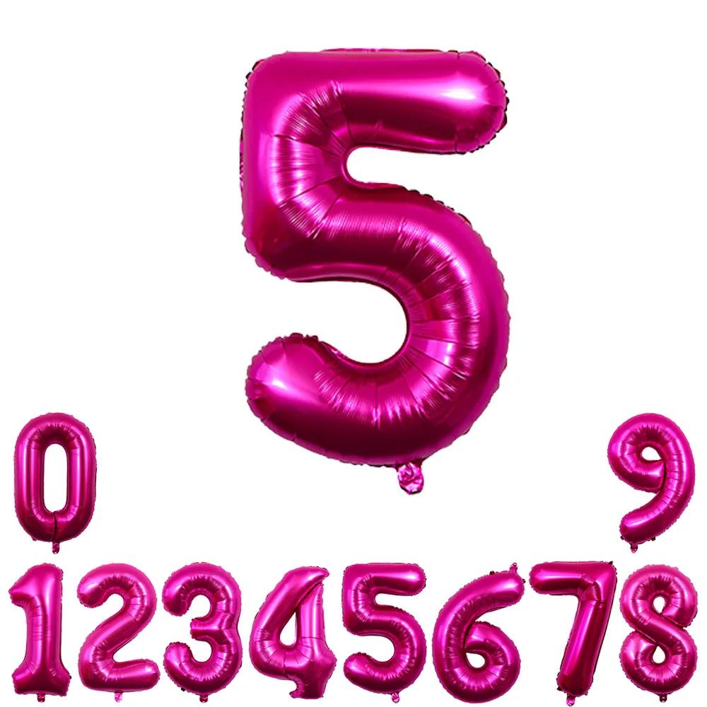 40inch Hot Pink Rose Foil Number Balloons Girls Birthday Pink Large Number Balloon Birthday Wedding Baby Shower Party Decor
