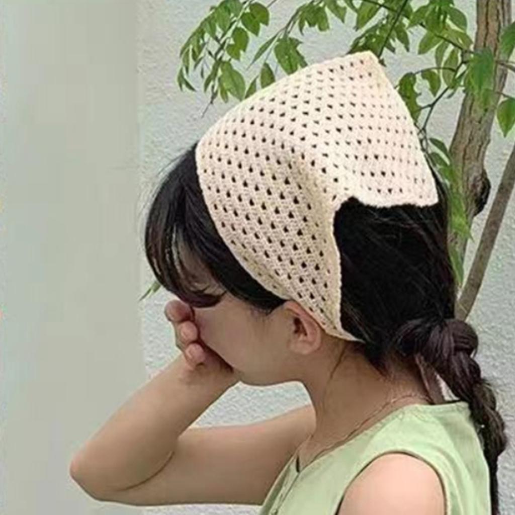 French Retro Knitted Scarf Headdress, Cute Crochet Headdress