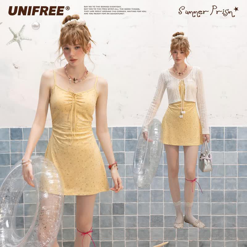 

UNIFREE Summer Floral Sleeveless A-Line Mini Dress M