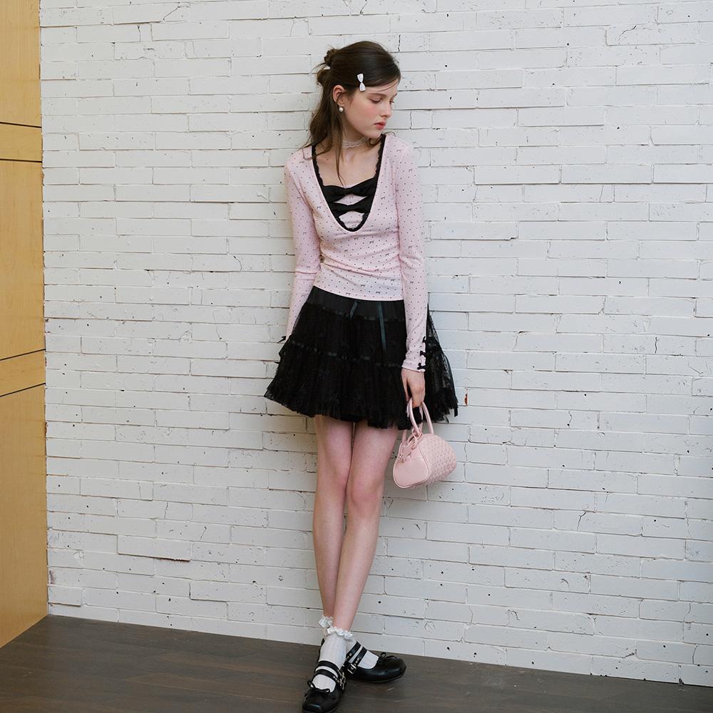 CEST MOIDEW Cest_Ribbon Dot Long Sleeve Top