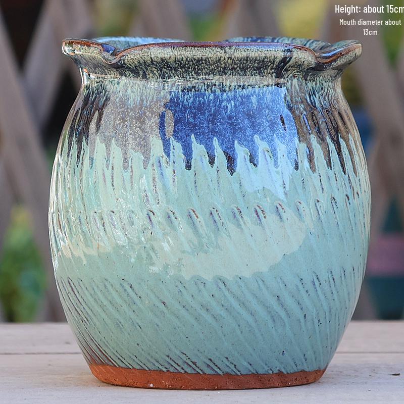 Minimalist Large Coarse Pottery Flower Pot for Succulents and Green Plants