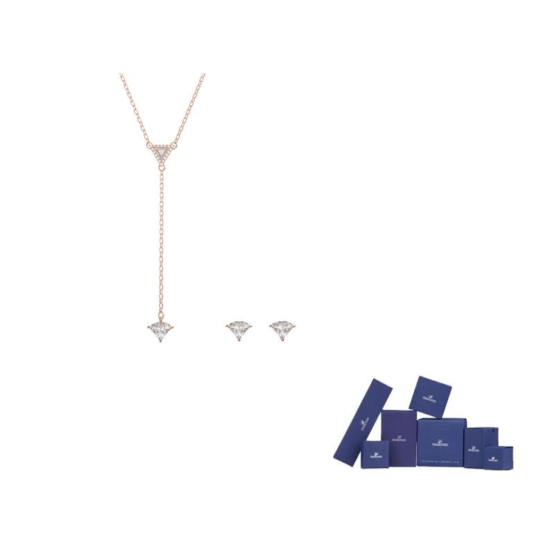 Swarovski Ortyx Classic Vielseitiges Dreiecksschliff-Set Halskette Damen Halskette Silber Roségold 5643730 Box (Random Color) white