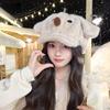 Angry Dog Winter Plush Baseball Cap With Warmth For Girls