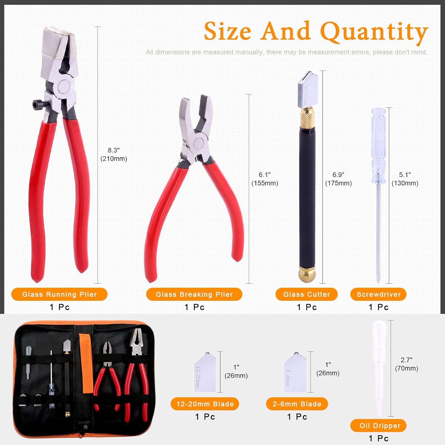 3Pcs Premium Glass Running Breaking Pliers and Class Cutter Kit, Heavy Duty Glass Cutting Tool with Rubber Tip, Work Great for Stained Glass,