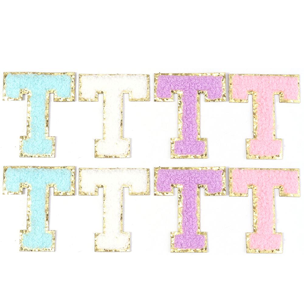 

8Pcs Letters Sticker Patch Alphabet Towel Embroidered Chenille Patches For Clothing Bags Jacket Stick on Accessories Pink Blue