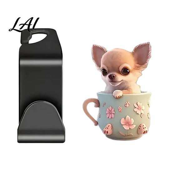 Universal Car Purse Hanger Seat Hook Cartoon Cat/Dog Pattern Decor Durable Load Bearing Acrylic Heavy Duty Hook Headrest Hanger Vehicle Interior