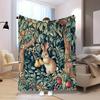 Classic Rabbit and Fruit Pattern Fleece Blanket Botanical Design Soft Warm Throw Boho Interior Decoration Bedding Cover for Home
