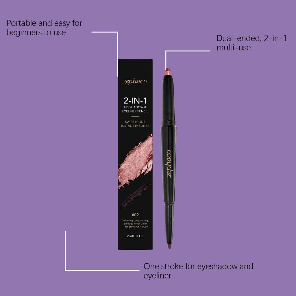 Zephoco Doppelseitiger Lidschatten-Eyeliner-Stift Rose Beerenrot Natürliches Augen-Make-up Seidig Glattes Farbergebnis Langanhaltend