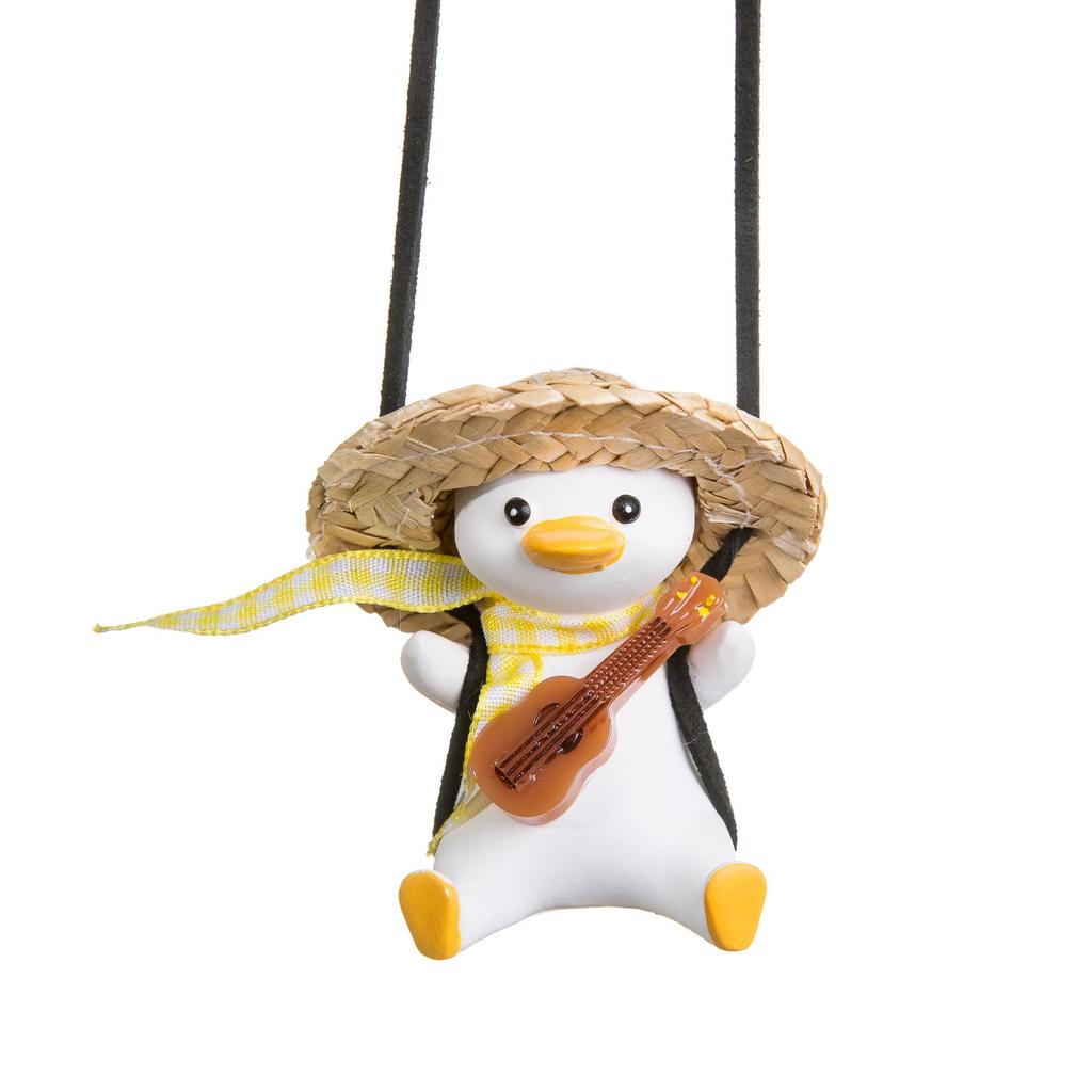 Cute Car Mirror Pendant: Glasses-Wearing Duck Ornament for Rearview Mirror 