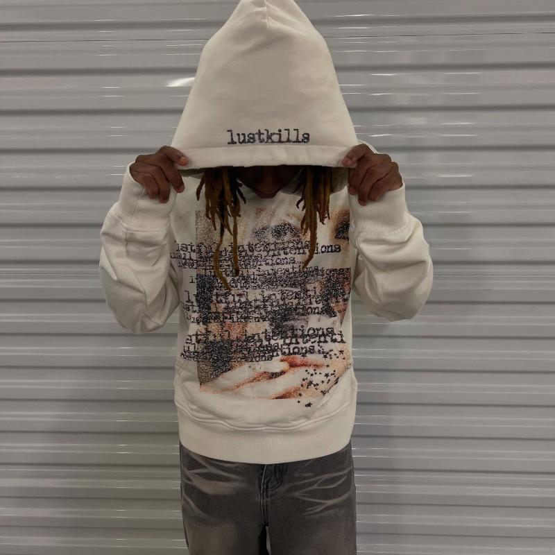 European and American personalized printed long sleeved retro street trend y2k hoodie