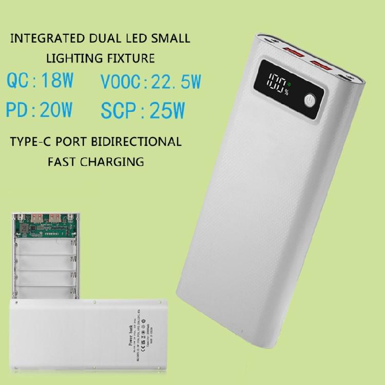 Scatola Porta Batteria 18650 Fai-da-te, Scatola Alimentatore Fai-da-te con Luci LED Supporto Custodia Funzioni di Ricarica PD/Ricarica Rapida