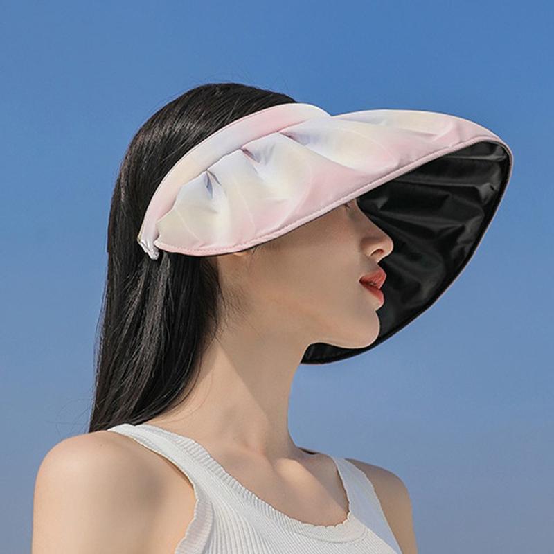 1PC Sunshade Hat Fashion Empty Top Hat Foldable Women Dual Use Big Brim Summer UV Protection Hair Hoop