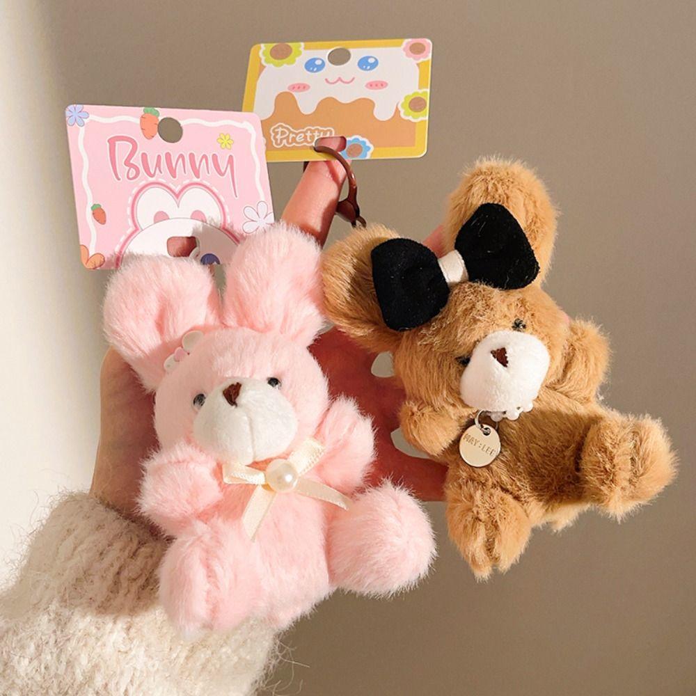 Cartoon Plush Bear Key Ring Hanging Rope Stuffed Animal Pendant Lovely Pilot Bear Keychain Daily
