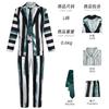 Beetlejuice Michael Keaton Striped Cosplay Costume, Halloween Stage Performance Outfit