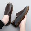 Men's Slip on Moccasins Driving Shoes Casual Loafers Retro Handmade Leather Outdoor Black Wide Shoes for Father Large Size